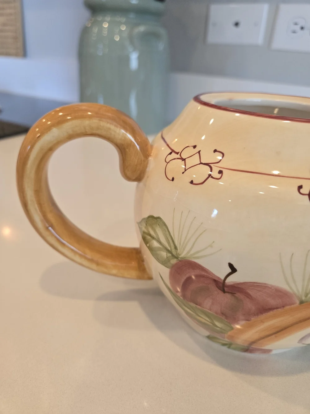 Crate&Barrel Cream Winter Fruits Teapot